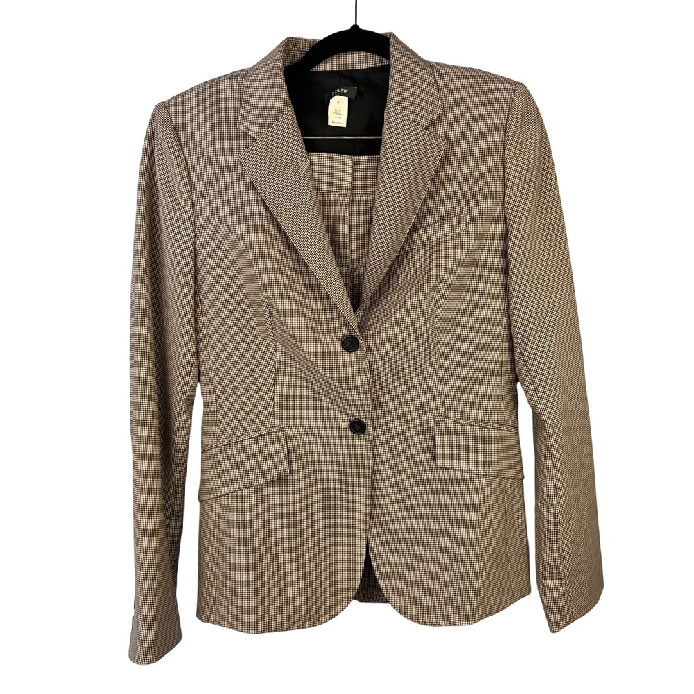 J. Crew Women's Wool Houndstooth Blazer (Size 6) Skirt (Size 8)Suit Set‎ Career